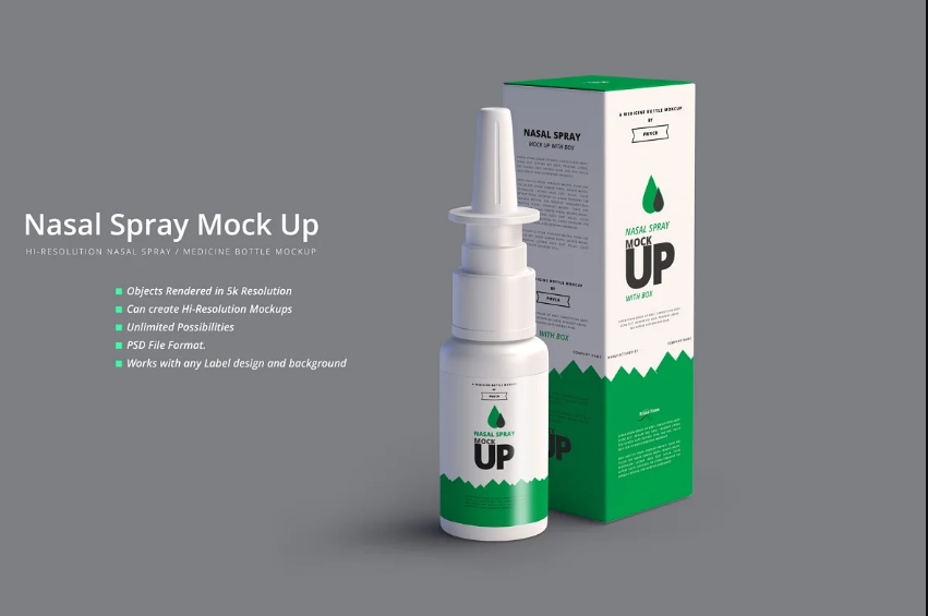 Nasal Spray Branding Mockup PSD