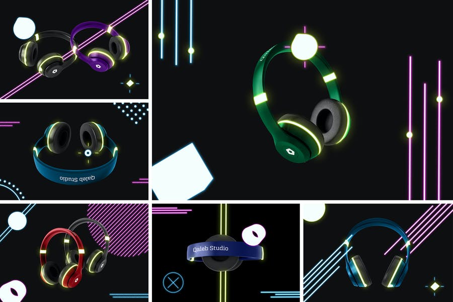 Neon Headset Mockups