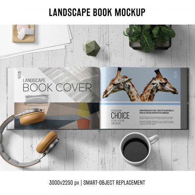 Open Landscape Book Mockup