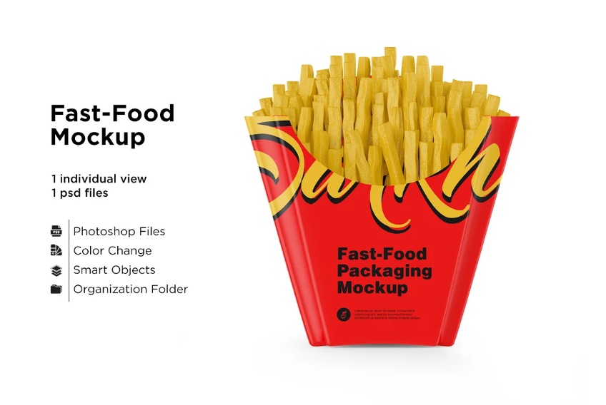 Small French Fries Container Mockup