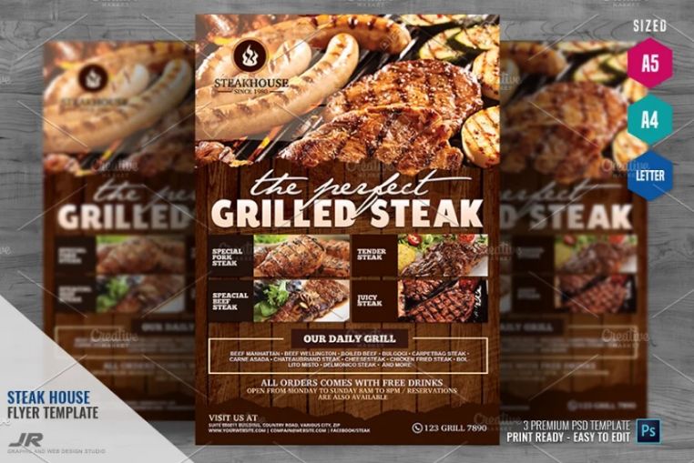 Steakhouse Restaurant Flyer Template