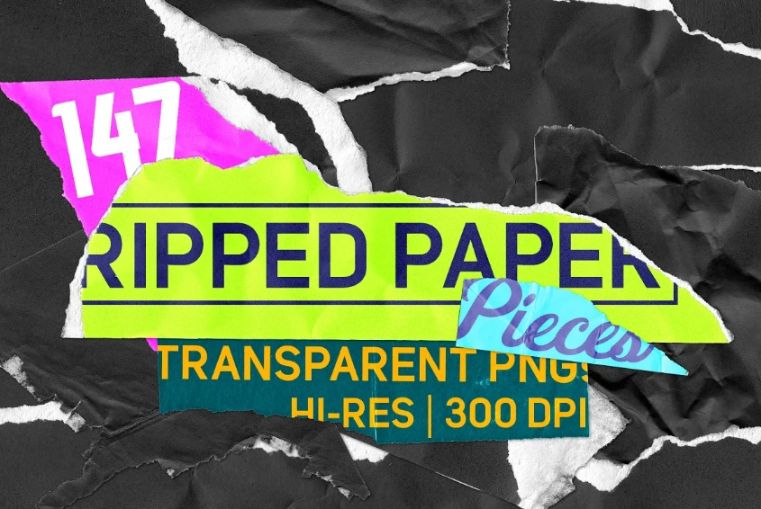 147 Ripped Paper Textures Pack