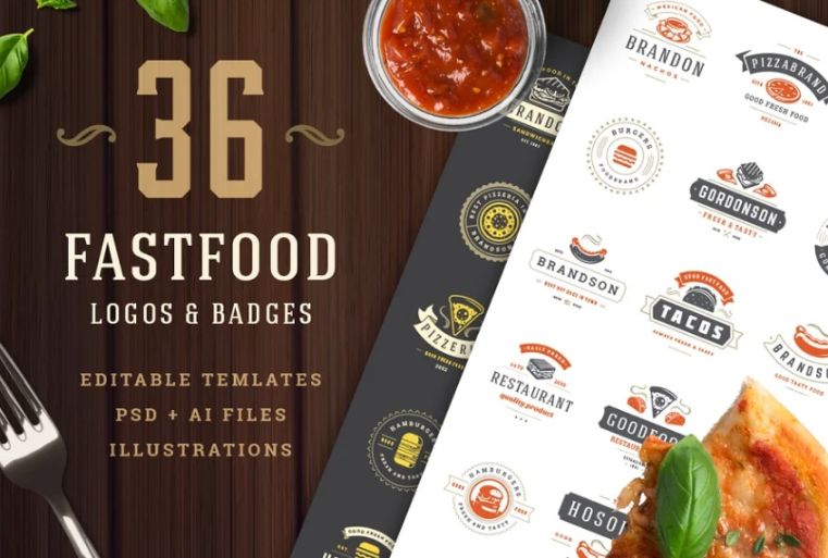 36 Fastfood Logo and Badges