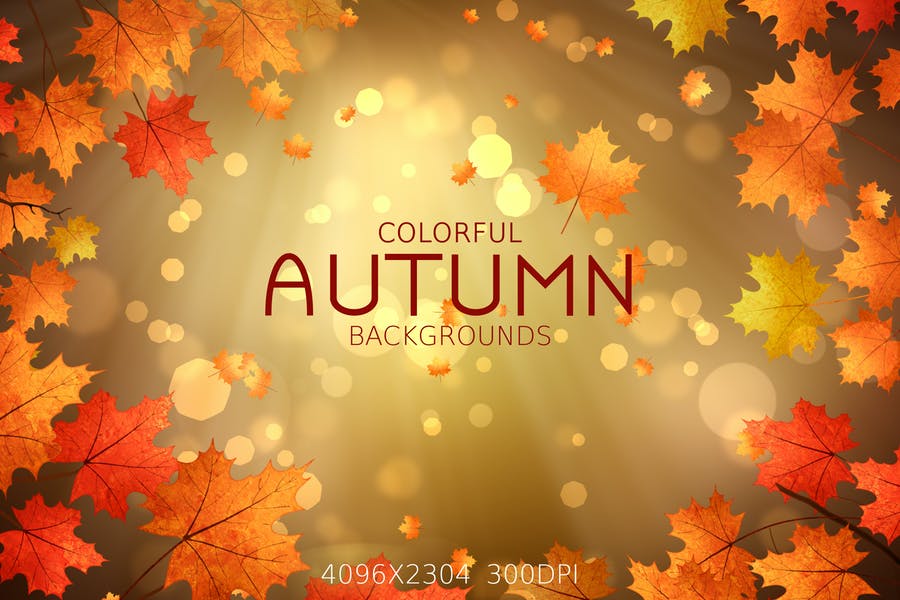 4 Colorful Autumn Leaves Background