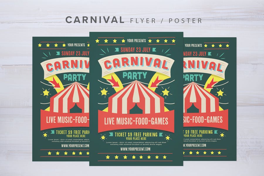 Carnival Party Flyer Template PSD