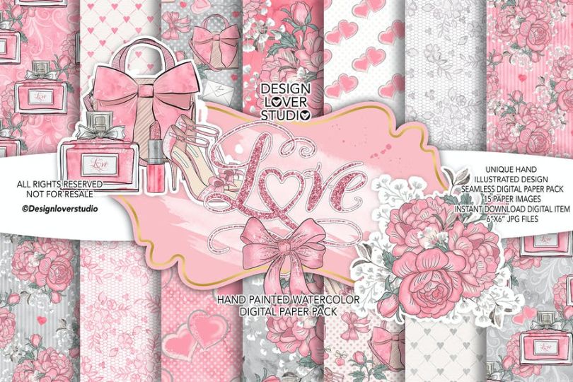 Classic Hearts Digital Papers