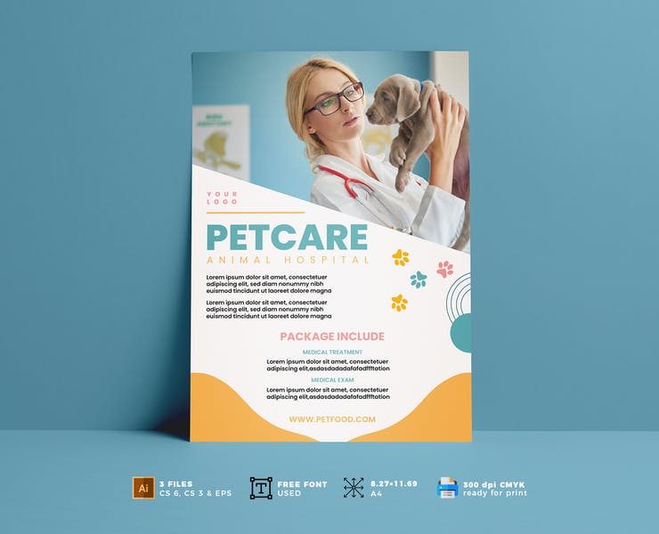 Pet care flyer template
