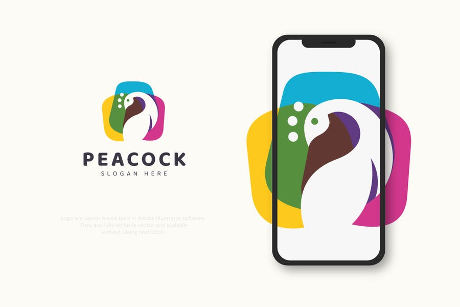 Colorful Style Peacock Logo Template