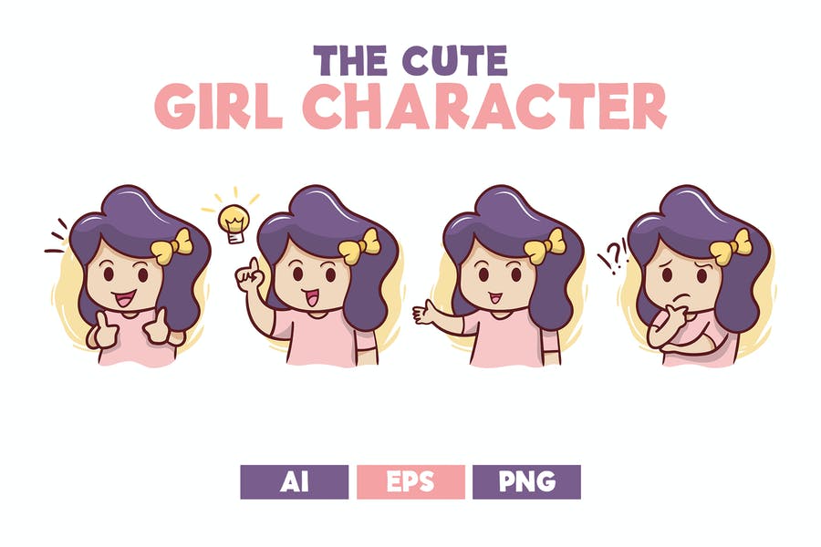 Cute Girl Character Background