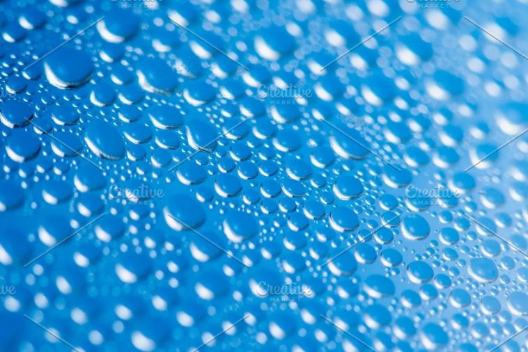 Drops of rain on Blue Background