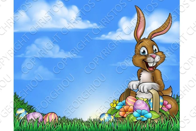 Easter Bunny and Eggs Background