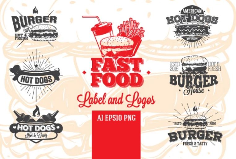 Fast Food Logos and Label