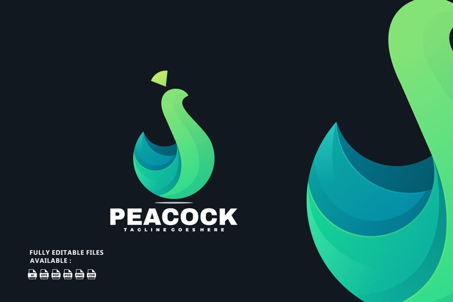 Gradient Style Peacock Logotype