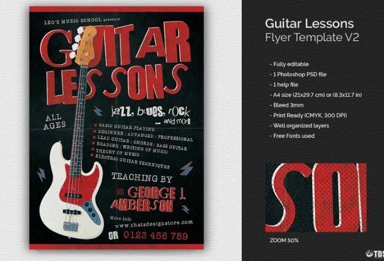 Guitar Lessons Flyer Templates