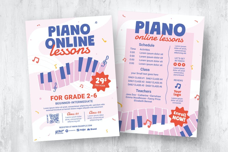 Online Piano Classes Flyer