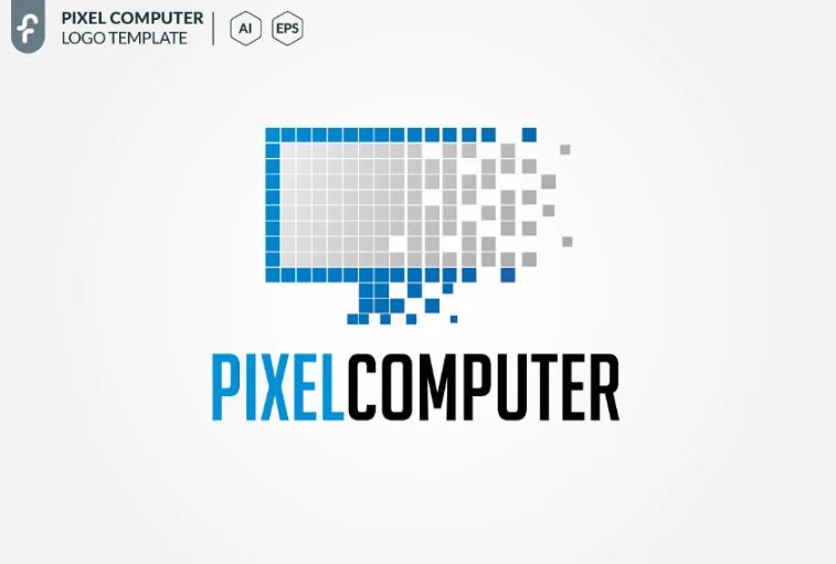 Pixelated Computer Logo Identity