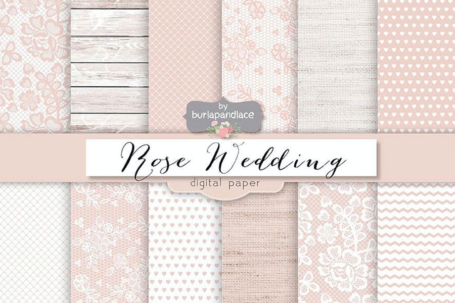 Rose Style Wedding Digital Paper