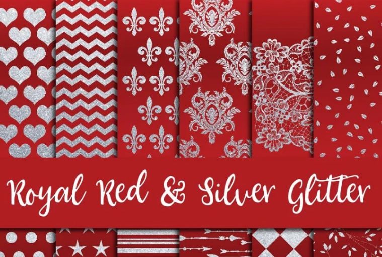 Royal Red Silver Background Design