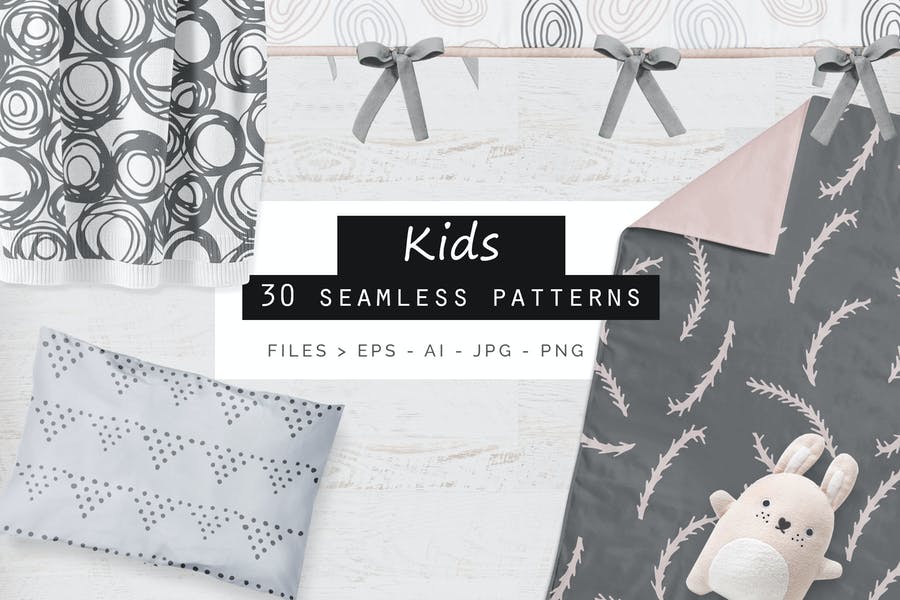 Seamless creative kids patterns