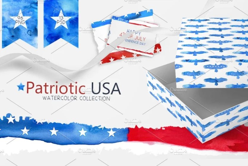 Watercolor American Flag Background