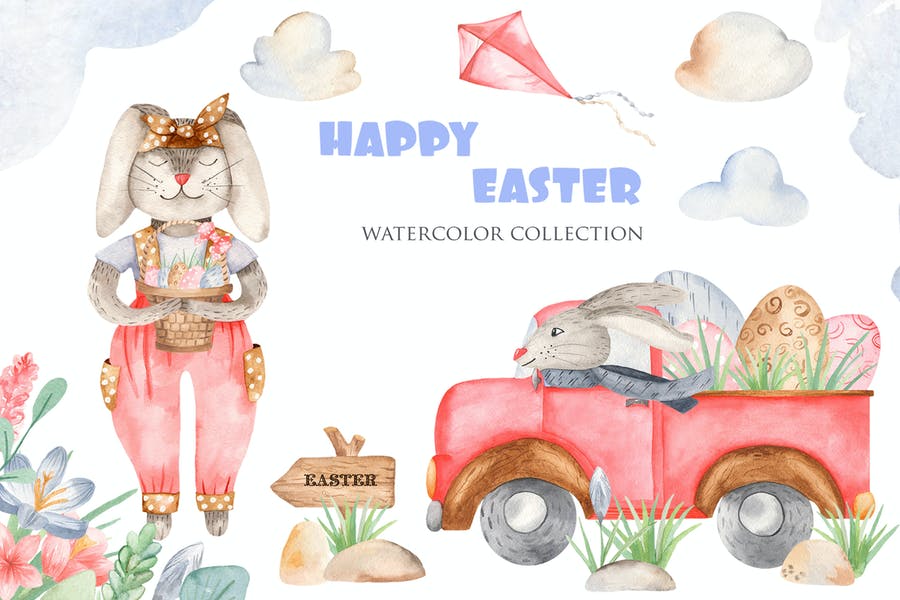 Watercolor Pastel Easter Background