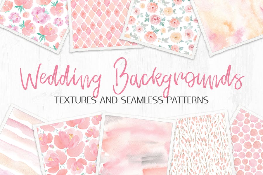 Watercolor Wedding Textures and Patterns