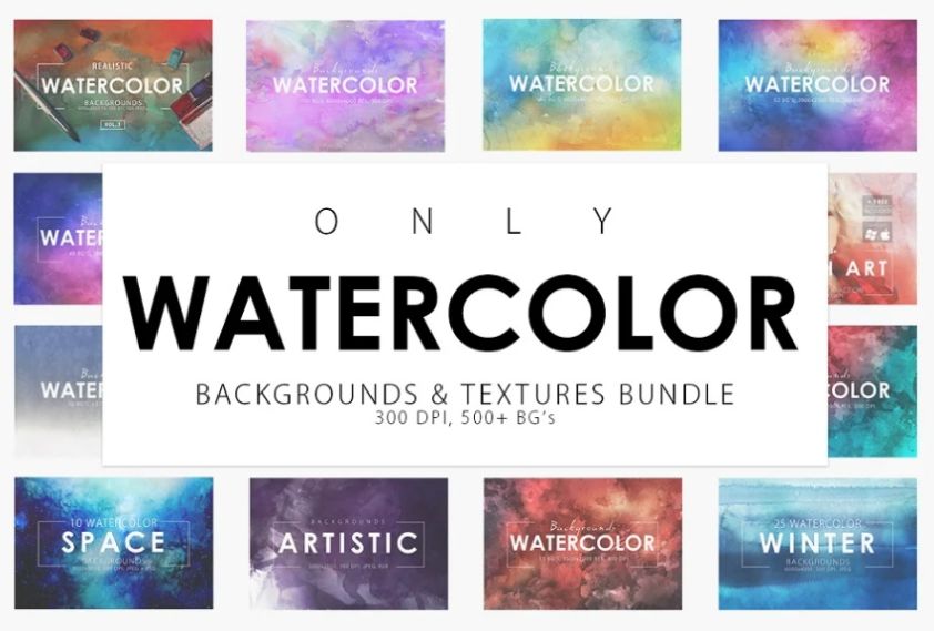 Watercolour Backgrounds and Textures Bundle
