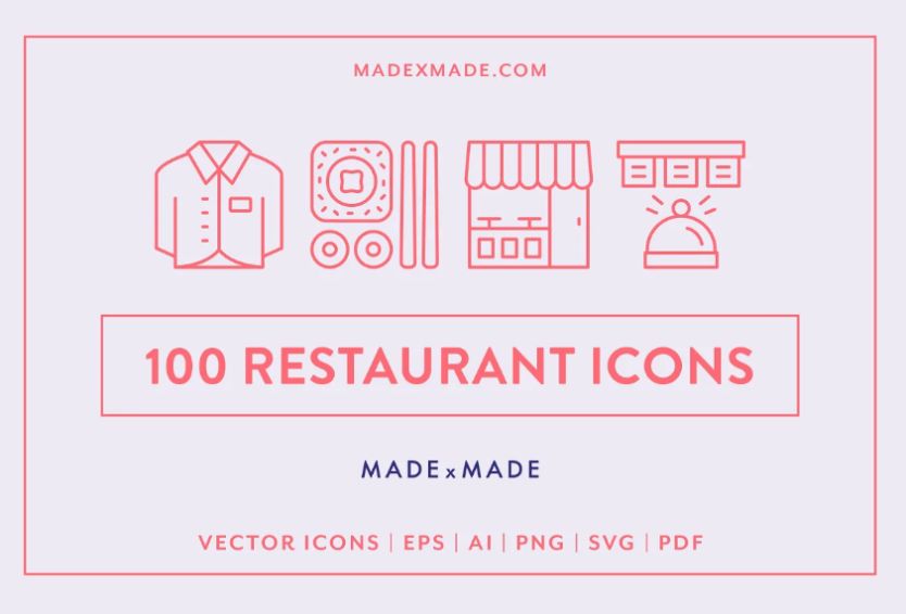 100 Restaurant Line Icons