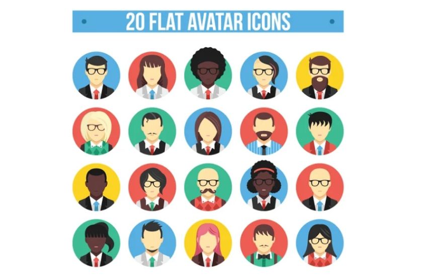 20 Flat Avatar Icons