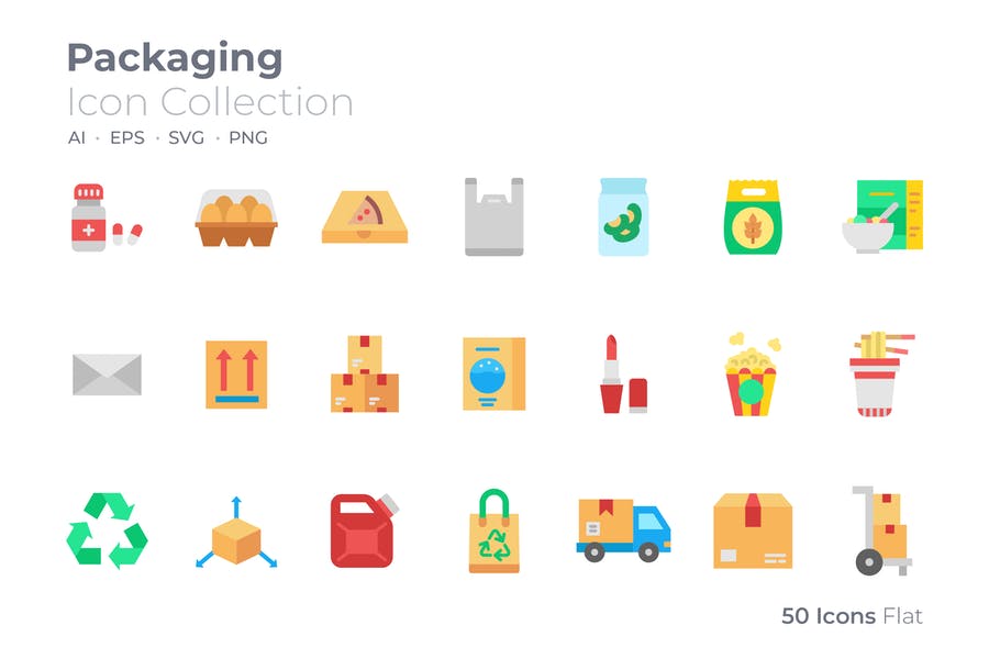 50 Colored Packaging Icons