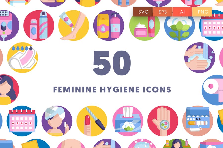 50 Feminine Hygiene Icons