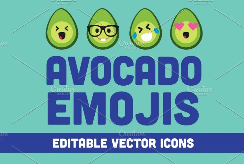 Avocado Emojis Vector Set