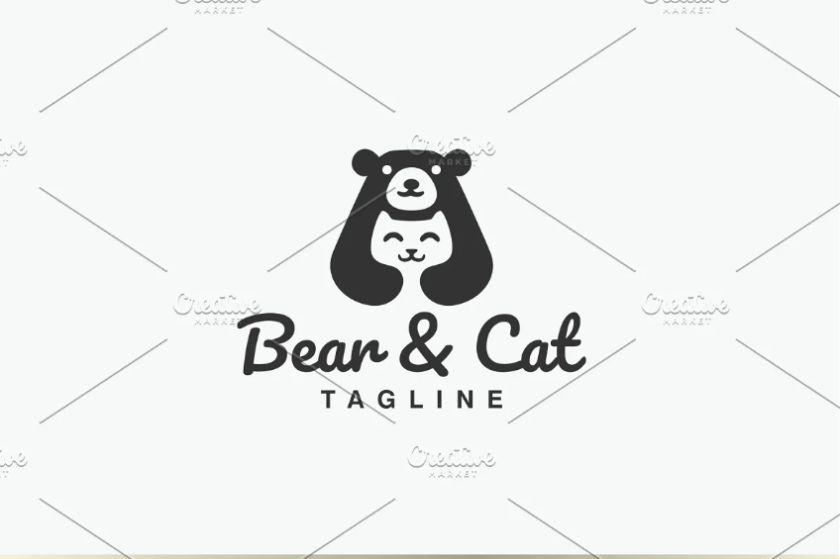 Bear and Cat Logo Design