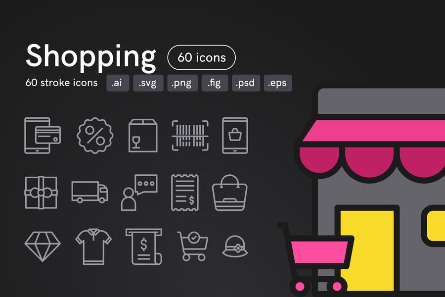 Creative Shopping Stroke Icons