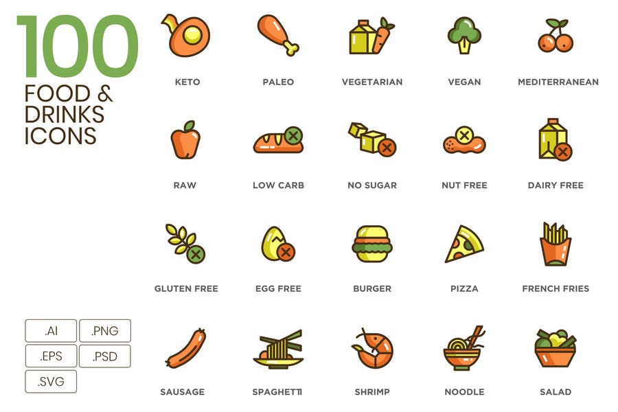 Creative Solid Food Icons Pack