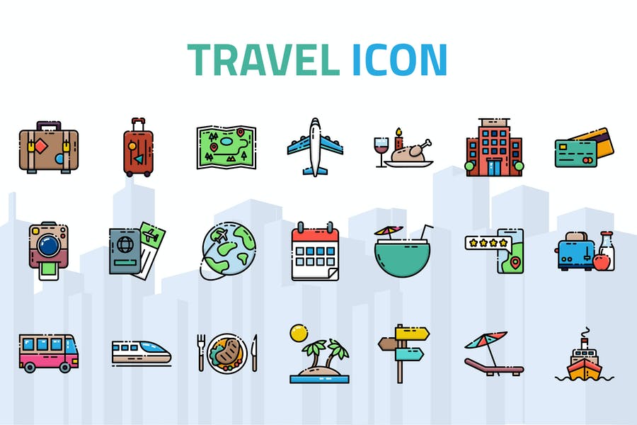 Creative Travel Icons Set