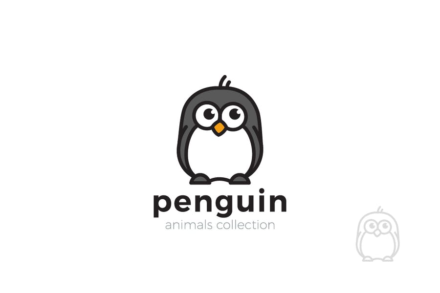 Cute Penguin Logo Template