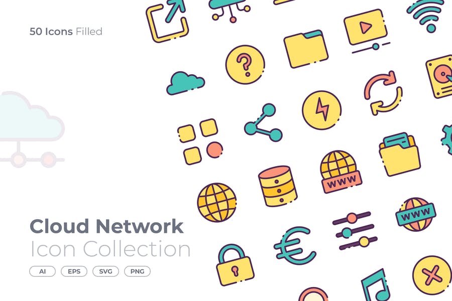 Filled Cloud Networking Icons