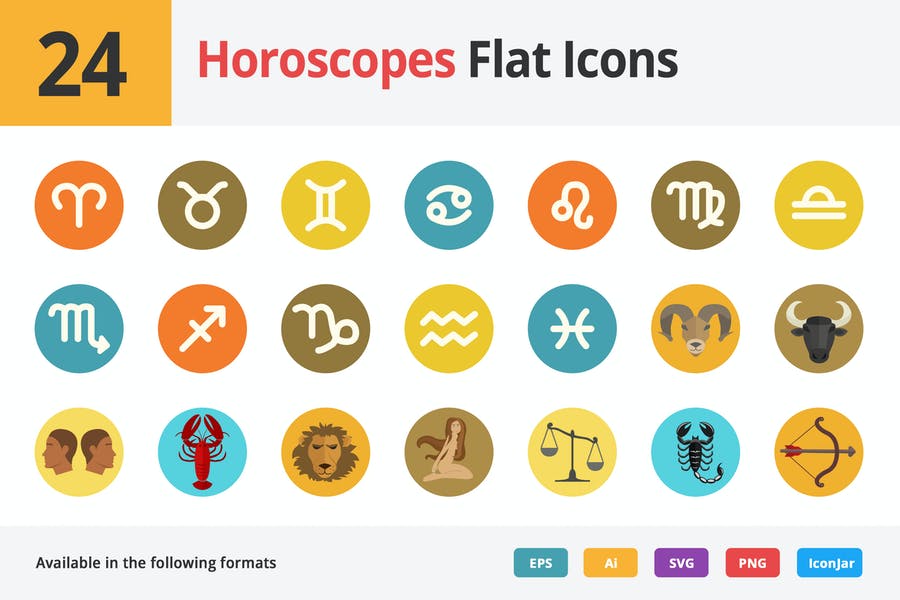 Flat Style Horoscope Icons