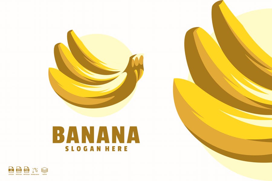 Hand Drawn Banana Logo Template