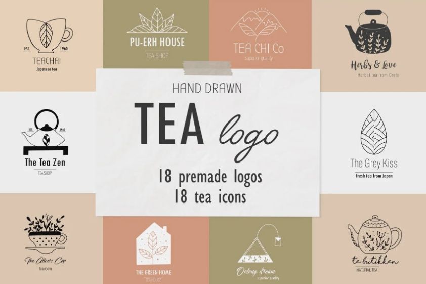 Hand Drawn Tea Logo Set