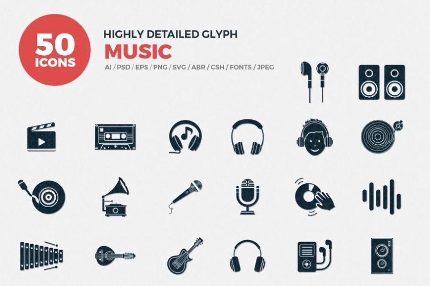 Highly Detailed Music Icons Set
