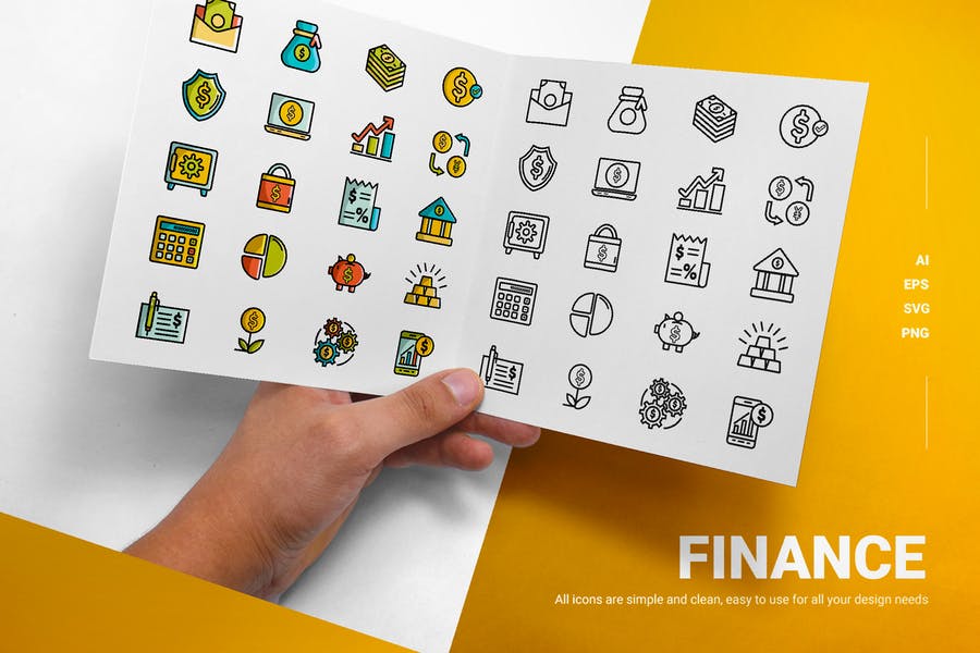 Line and Solid Money Icons