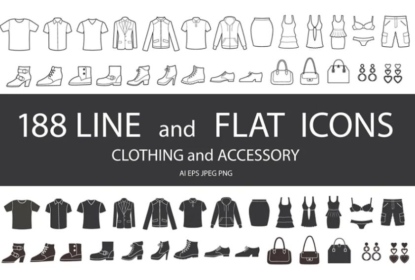 Lined and Flat Clothing Icons