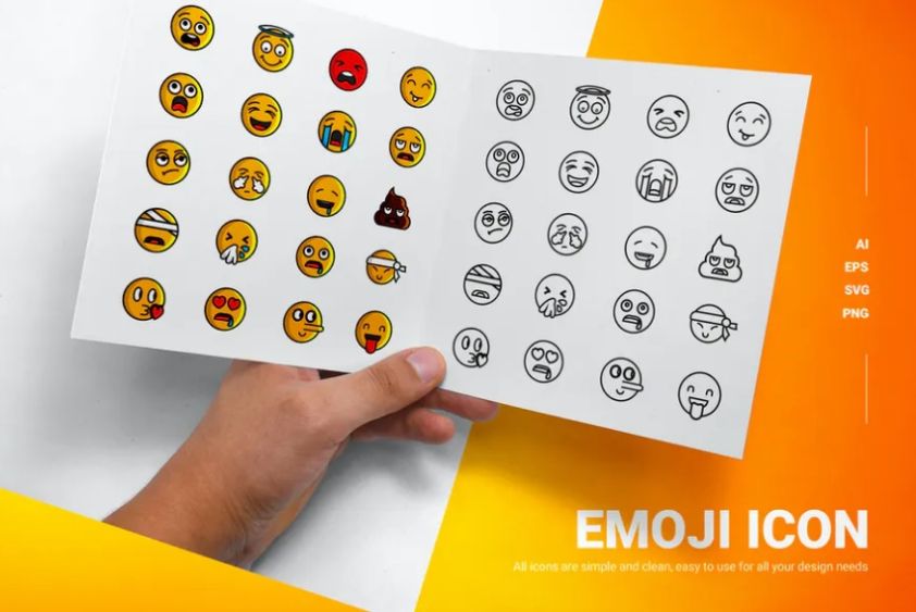 Lined and Solid Emoji Icons