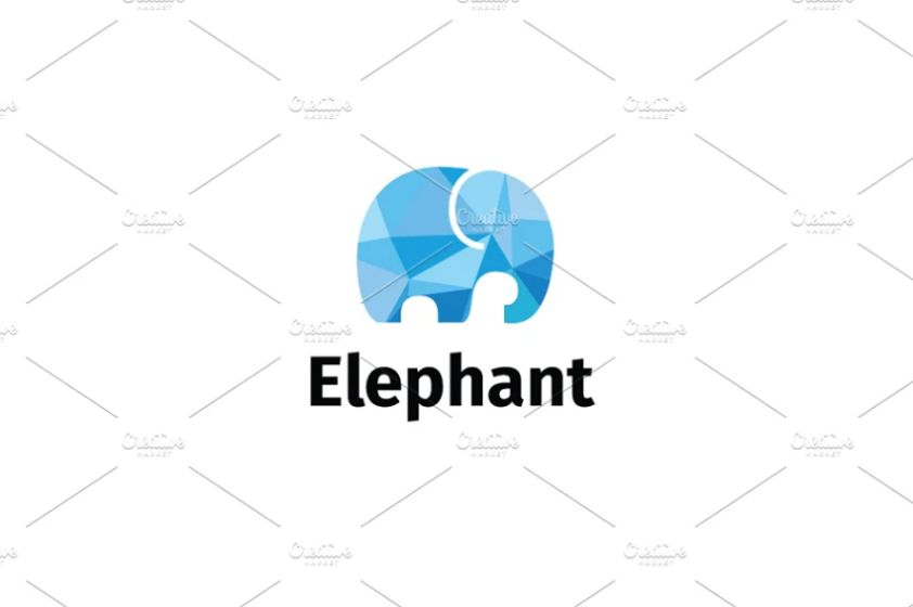 Low Polygon Style Elephant Logo
