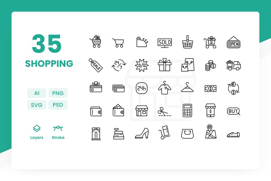 Minimal Shopping icons Set