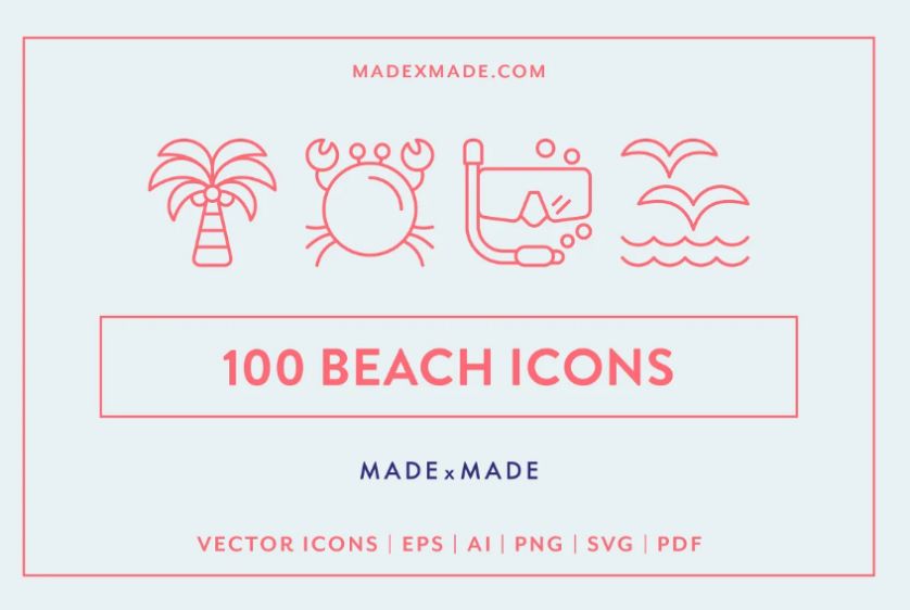 100 Unique Beach Line Icons