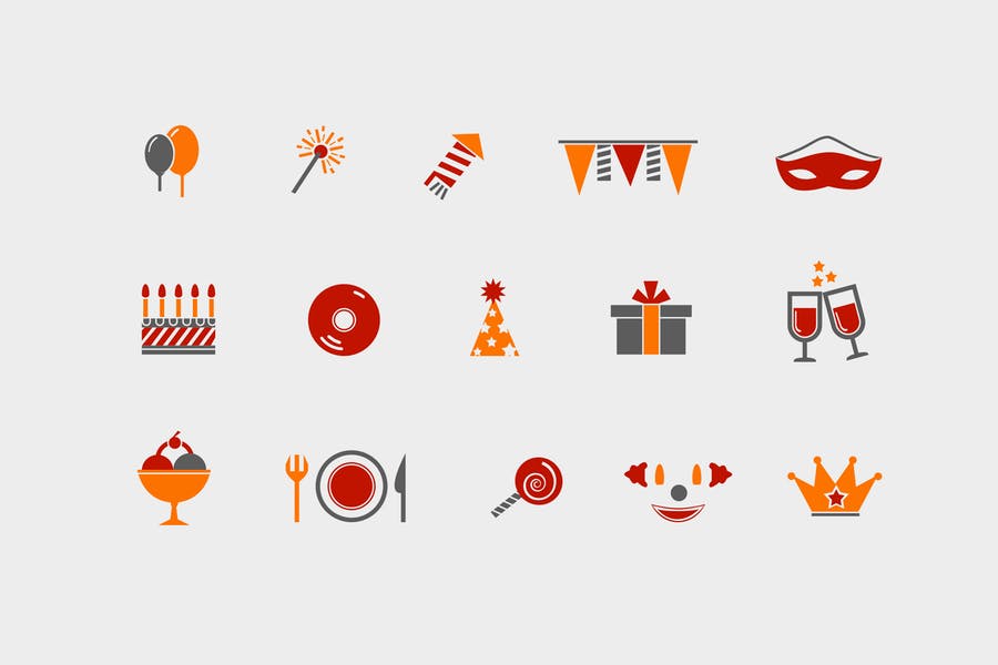 12 Party Icons Set