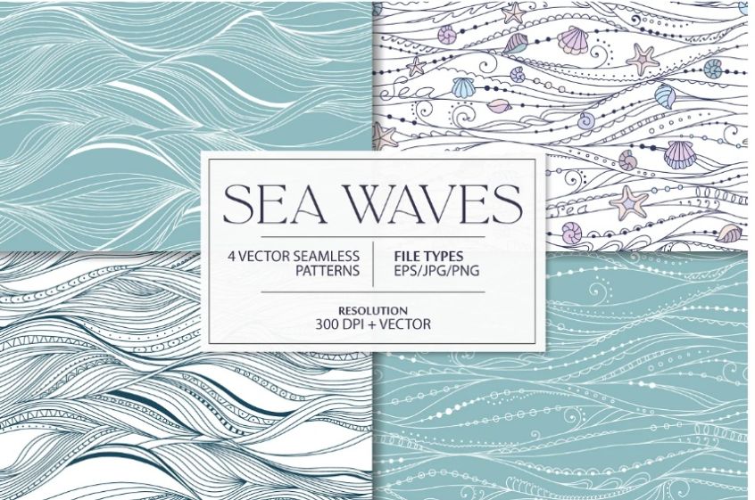 4 Seamless Sea Wave Patterns